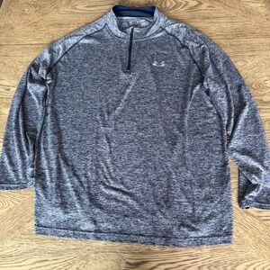 Under Armour Mens 2XL HeatGear Quarter Zip Pullover Blue Heather Space Dye Shirt